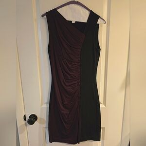 DIANE VON FURSTENBERG Maroon & Black Ponte Sheath Dress